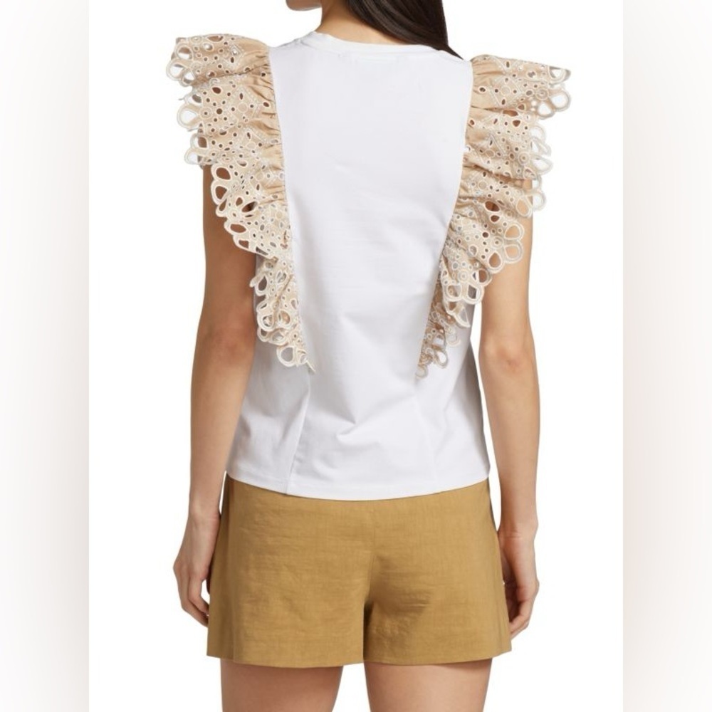 NWT VERONICA BEARD Jadi Ruffled Cotton Tee - Picture 3 of 8